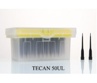 Наконечники Tecan 50 мкл, черные, токопроводящие, с фильтром, стерильные, в штатив, сертифицированные на отсутствие ДНК, ДНКаз, РНК и пирогенов. 96шт/штатив